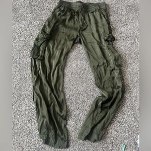 Aerie green silk flowy pants